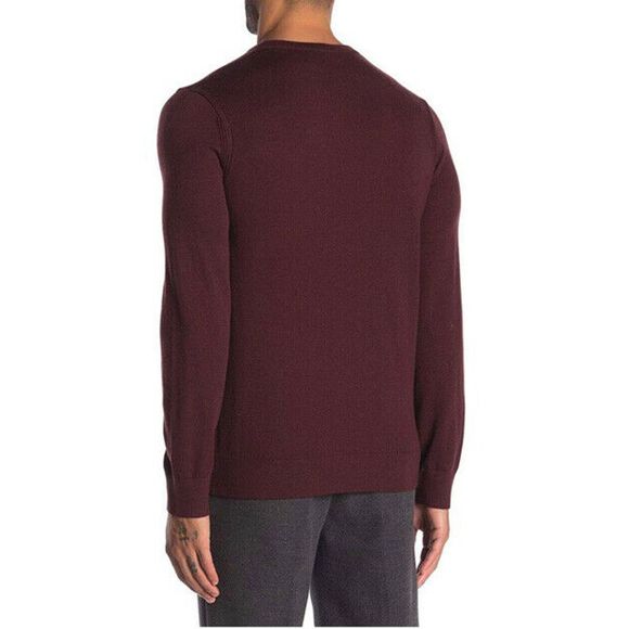 Theory Burgundy Riland Wool Blend V Neck Sweater - Picture 2 of 10